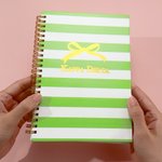 Personalised Sorority Bow Stripe Spiral A5 Notebook with Text Chapter Party Bid Day Gift for New Sorority Members Girls丨Callie x Affinity Licensing