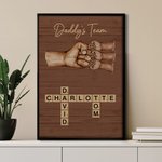 Personalized Fist Bump Crossword Puzzle Poster Frameless Framed Painting with 2-8 Kids Home Decor Birthday Father's Day Gift for Dad Grandfather