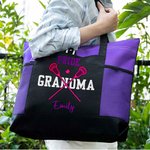 Bolsa de asas Oxford personalizada con silueta de jugador de lacrosse con texto y bolsillo de malla Regalo de cumpleaños para eventos deportivos Día de la Madre para los amantes del lacrosse