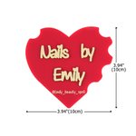 Personalized Mirror Glitter Heart Acrylic Nail Art Disc with Text Social Media Photo Display Beauty Salon Opening Gift for Manicurists Nail Artists