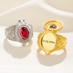 Personalized Vintage Medieval Historical Birthstone Poison Ring with Secret Message Anniversary Birthday Gift for Women