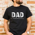 Personalised Dad Papa 100% Cotton T-shirt with 1-5 Kid's Name Birthday Father's Day Gift for Man