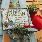 Personalised Retro Garden Cartoon Character Metal Sign with Name Garden Decor Housewarming Birthday Gift for Grandma Mom Gardening Lover