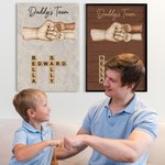 Personalized Fist Bump Crossword Puzzle Poster Frameless Framed Painting with 2-8 Kids Home Decor Birthday Father's Day Gift for Dad Grandfather