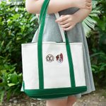 Personalised Embroidered 1-4 Dog Cat Pet Portrait Photos Large Canvas Tote Bag Birthday Gift for Mom Pet Lovers