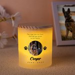 Gepersonaliseerde Kaarsenpot met Honden- of Kattenpootafdruk Foto Naam en Jaartal met LED-kaars Houten Deksel Herdenkingscadeau voor Huisdierverlies
