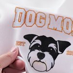 Personalized Embroidered Dog Mom Pet Portrait Photo T-shirt Sweatshirt Hoodie with Year Mother’s Day Birthday Gift for Mom Pet Lover Owners