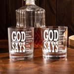 Personalized God Says Ebible Verse 10 oz Old Fashioned Rock Whiskey Glass with Nickname Father's Day Birthday Gift for Man Christian
