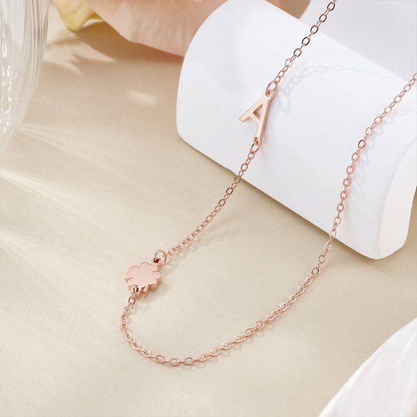 Personalizado delicado trébol de cuatro hojas collar de impresión de la pata con la inicial Aniversario Cumpleaños Regalo para Mujeres dueños de mascotas Amantes