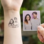 Personlig vattentät giftfri uppsättning med 24 porträtt tillfälliga tatueringar med namn och datum Bröllopsfest Jubileumspresent för nygifta gäster