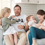 Personalised Dad Papa 100% Cotton T-shirt with 1-5 Kid's Name Birthday Father's Day Gift for Man