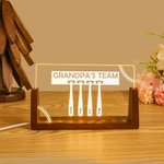 Personalized Grandpa's Team Baseball Bat LED Night Light with 1-7 Kid Names and Wooden Base Home Decor Father's Day Birthday Gift for Grandpa Coach
