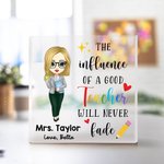 Personalized Good Teacher Cartoon Character Square Acrylic Plaque with Name Teacher's Day Appreciation Birthday Gift for Teachers