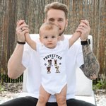 Personalized 100% Cotton Protected By 1-4 3D Cartoon Dogs Baby Bodysuit with Name Daily Wear Baby Shower Birthday Gift for Newborns