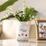 Vase à Fleurs en Céramique Personnalisé avec 1-8 Noms et Fleurs de Naissance à Motif Papillon Anniversaire Cadeau Fête des Mères pour Maman Famille