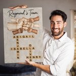 Personalized Fist Bump Crossword Puzzle Poster Frameless Framed Painting with 2-8 Kids Home Decor Birthday Father's Day Gift for Dad Grandfather