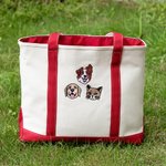 Personalised Embroidered 1-4 Dog Cat Pet Portrait Photos Large Canvas Tote Bag Birthday Gift for Mom Pet Lovers