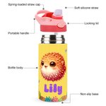 Personligt namn på tecknade havsdjur 12 oz rostfritt stål isolerad vattenflaska för barn med handtag och silikonsugrör Tillbaka till skolan-present för barn