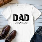 Personalised Dad Papa 100% Cotton T-shirt with 1-5 Kid's Name Birthday Father's Day Gift for Man