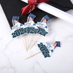 Personalised Faux Glitter Face Photo Graduation Congrats Cupcake Toppers with Name Biscuit Cake Decor Graduation Party Gift for Graduates