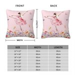 Personalized Birth Flower Butterfly Ballet Girl Soft Throw Pillow Cover with Name Home Decor Anniversary Birthday Gift for Girls Women Dancers