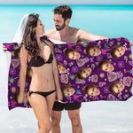 Henkilökohtainen Monivärinen Neon Fluoresenssi Ylimitoitettu mikrokuituliina rantapyyhe valokuvalla Beach Party Essential syntymäpäivälahja perheelle ystäville