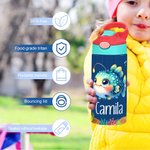 Personligt namn på tecknade havsdjur 12 oz rostfritt stål isolerad vattenflaska för barn med handtag och silikonsugrör Tillbaka till skolan-present för barn