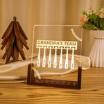 Personalized Grandpa's Team Baseball Bat LED Night Light with 1-7 Kid Names and Wooden Base Home Decor Father's Day Birthday Gift for Grandpa Coach