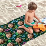 Henkilökohtainen Monivärinen Neon Fluoresenssi Ylimitoitettu mikrokuituliina rantapyyhe valokuvalla Beach Party Essential syntymäpäivälahja perheelle ystäville