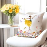 Personalized Birth Flower Butterfly Ballet Girl Soft Throw Pillow Cover with Name Home Decor Anniversary Birthday Gift for Girls Women Dancers