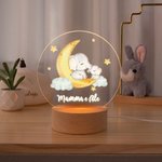 Luce notturna a LED personalizzata con nome motivo dell'elefante lunare con base in legno decorazione regalo per festa dei bambini