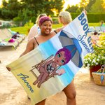 Personalised Book Girl Summer Cartoon Character Soft Quick Dry Beach Towel with Name Travel Essential Beach Party Birthday Gift for Women