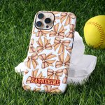 Personalised Bow Basketball Softball Sports Phone Case with Text for iPhone Samsung Sports Team Accessory Birthday Gift for Ball Sports Lovers