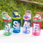 Botella de agua con pajita y nombre Personalizada Fantasy Unicorn Initial 16 oz Kid Back to School Gift for Kids