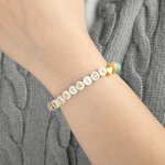 Personalized Bone Heart Elastic Beaded Bracelet with Name Pet Jewelry Birthday Gift for Dog Mom Dog Dad Pet Lover