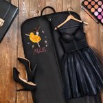 Personalized Ballet Girl Birth Flower Waterproof Oxford Zippered Garment Dust Bag with Name and PU Leather Handle Birthday Team Gift for Ballerina