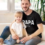 Personalised Dad Papa 100% Cotton T-shirt with 1-5 Kid's Name Birthday Father's Day Gift for Man