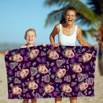 Henkilökohtainen Monivärinen Neon Fluoresenssi Ylimitoitettu mikrokuituliina rantapyyhe valokuvalla Beach Party Essential syntymäpäivälahja perheelle ystäville