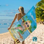 Personalized Cartoon Character Pool Vacation Soft Quick Dry Beach Towel with Name Summer Holiday Party Birthday Gift for Women