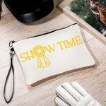 Personalised Show Time Horse Show Makeup Bag with Name Wristband Daily Travel Accessory Birthday Gift for Women Equestrian Enthusiasts
