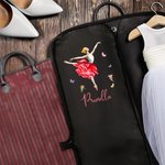 Personalized Ballet Girl Birth Flower Waterproof Oxford Zippered Garment Dust Bag with Name and PU Leather Handle Birthday Team Gift for Ballerina