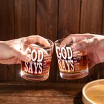 Personalized God Says Ebible Verse 10 oz Old Fashioned Rock Whiskey Glass with Nickname Father's Day Birthday Gift for Man Christian