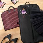 Personalized Ballet Girl Birth Flower Waterproof Oxford Zippered Garment Dust Bag with Name and PU Leather Handle Birthday Team Gift for Ballerina