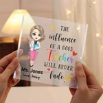 Personalized Good Teacher Cartoon Character Square Acrylic Plaque with Name Teacher's Day Appreciation Birthday Gift for Teachers
