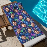 Henkilökohtainen Monivärinen Neon Fluoresenssi Ylimitoitettu mikrokuituliina rantapyyhe valokuvalla Beach Party Essential syntymäpäivälahja perheelle ystäville