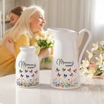 Vase à Fleurs en Céramique Personnalisé avec 1-8 Noms et Fleurs de Naissance à Motif Papillon Anniversaire Cadeau Fête des Mères pour Maman Famille