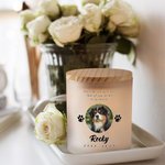 Gepersonaliseerde Kaarsenpot met Honden- of Kattenpootafdruk Foto Naam en Jaartal met LED-kaars Houten Deksel Herdenkingscadeau voor Huisdierverlies