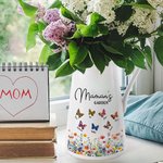 Vase à Fleurs en Céramique Personnalisé avec 1-8 Noms et Fleurs de Naissance à Motif Papillon Anniversaire Cadeau Fête des Mères pour Maman Famille