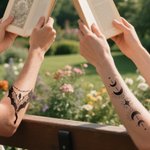 Personalisierte wasserdicht ungiftig Mondphase Drache temporäre Tattoos mit Namen oder Initialen Satz von 2 Geburtstag Geschenk für Fantasy-Liebhaber Buchliebhaber