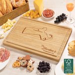 Personalized Engraved State Map Silhouette Heart Cutting Board with Juice Groove Long Distance Gift for Family Couple